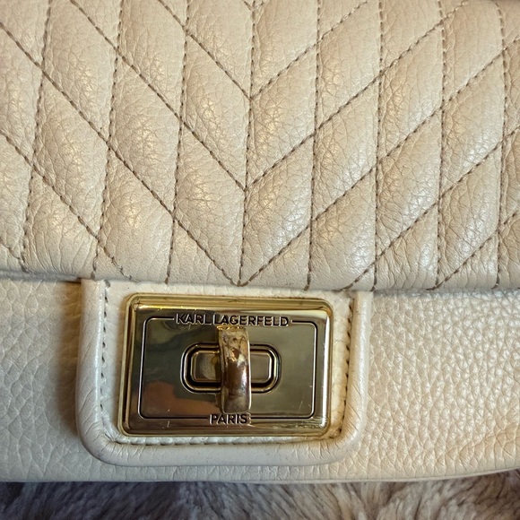 Karl Lagerfeld Paris Agyness Ivory Quilted Crossbody Bag - Picture 9 of 15